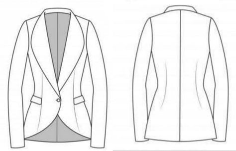 Blazer Technical Drawing, Blazer Sketch, Model Jas, Fashion Design Inspiration Board, Blazer Design, Jacket Drawing, Fashion Sketching, Flat Drawings, Fashion Illustration Sketches Dresses