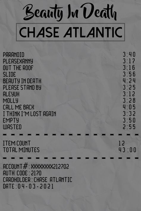 Chase Atlantic Receipt, Album Poster Chase Atlantic, Minimal Album Cover Posters Chase Atlantic, Music Lyrics Chase Atlantic, Meddle About Chase Atlantic Lyrics, Song List, Im Lost, Soundtrack, Call Me