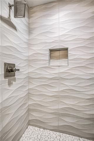 Wavy Tile, Modern Bathroom Remodel, Bathroom Shower Walls, Master Bath Remodel, Bathroom Tile Designs, Bathroom Shower Tile, Bathroom Remodel Designs, Bathroom Remodel Shower, Statement Wall