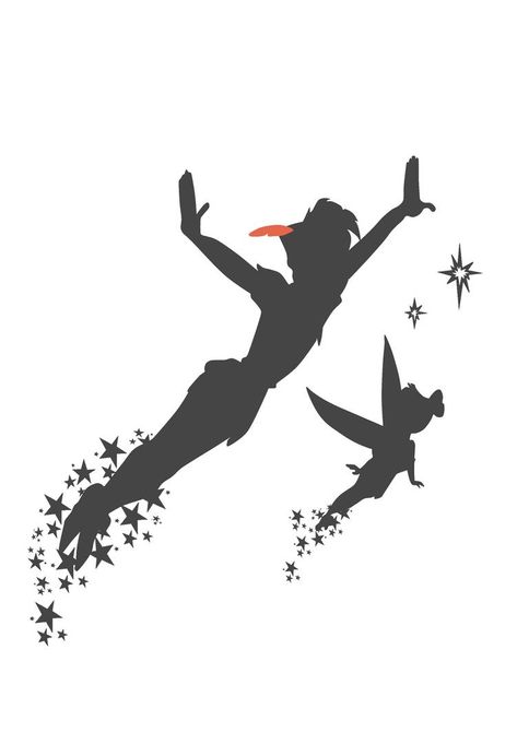 Peter Pan Tattoo by Kingeth on DeviantArt Peter Pan Tattoos, Pan Tattoo, Tattoos Disney, Peter Pan Silhouette, Peter Pan Tattoo, Disney Sleeve, Peter Pan Disney, Disney Silhouettes, Peter Pan And Tinkerbell