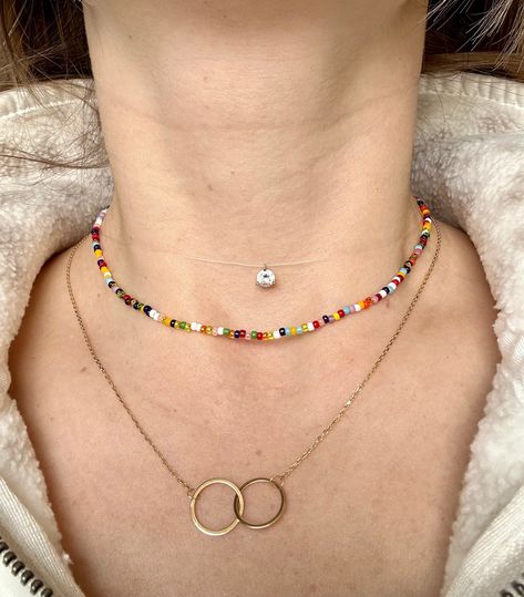 Choker Ideas Beaded, Small Beaded Necklace Choker, Mini Bead Necklace, Beaded Necklaces Ideas, Necklace Beads Ideas, Beaded Chocker Ideas, Seed Bead Necklace Diy, Beads Necklace Ideas, Necklace Ideas Handmade