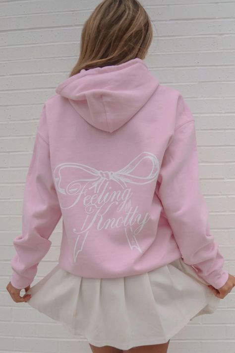 friday + saturday: feeling knotty hoodie – Riffraff Pink Scuba Outfit, College Wishlist, Sorority Reveal Shirts, Big Little Sorority Shirts, Bridal 2024, Pink Sweatsuit, Hoodie Cute, Cute Preppy Outfits, Fashionista Clothes