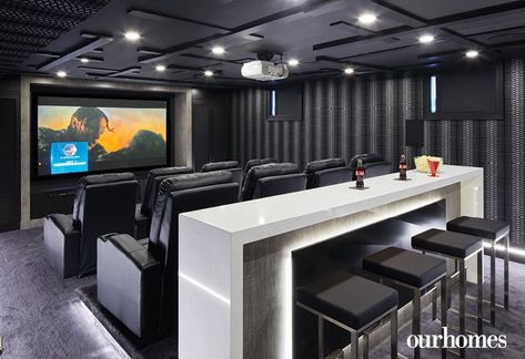 Cottage Basement, Home Theater Basement, Theatre Room Ideas, Sala Cinema, Basement Colors, Small Home Theaters, Movie Theater Rooms, Home Theater Room Design, Theater Rooms