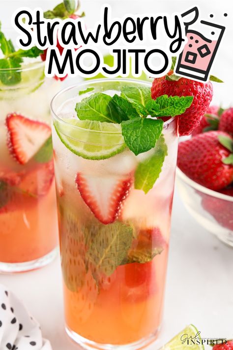 Get your taste buds dancing with our Strawberry Mojito recipe! 🍓🌿 This summer cocktail is bursting with flavor—muddled strawberries, fresh mint, tangy lime, and a hint of rum! 🍹🌴 Perfect for sunny days and outdoor parties. Mix one up and let the tropical vibes take over! #StrawberryMojito #SummerCocktails #FruityDelights #Cheers Easy Strawberry Mojito Recipe, Strawberry Freezer Jam Recipe, Strawberry Mojito Recipe, Best Sangria Recipe, Mojito Recipe Classic, Rum Drinks Recipes, Mojito Ingredients, Strawberry Freezer Jam, Strawberry Cocktails