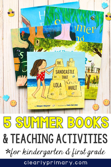 Summer is almost here and you need summer themed activites for your kindergarten or first grade classroom.  Start by reading summer picture books and then follow up with an easy no-prep summer math or literacy activity.  Read this blog post for summer themed picture books your student will love. Find summer worksheets with writing prompts, color by code, counting, word searches and more! Books About Summer, First Grade Books, June Activities, Summer Learning Activities, Reading Summer, Math Literacy Activities, Summer Kindergarten, Summer Worksheets, Summer Math