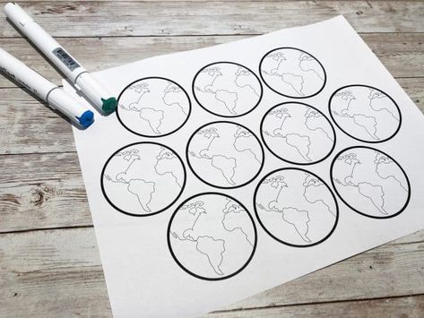 3D Paper Earth Craft For Earth Day 3d Globe Template Free Printable, Globe Template Free Printable, Earth Template, Paint Chip Crafts, Earth Activities, 3d Globe, Paper Globe, Earth Craft, Dimensional Shapes