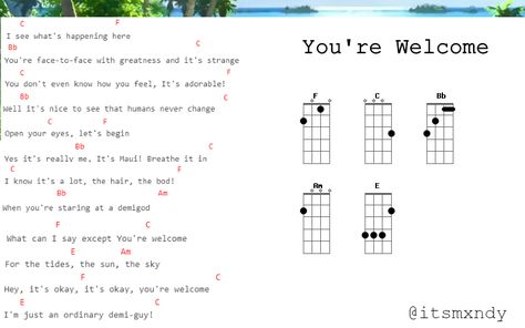 #disney #moana #ukulele #ukechords Uke Chords, Ukulele Songs, Disney Moana, Ukelele, Moana, Ukulele, Let It Be, Songs, Feelings