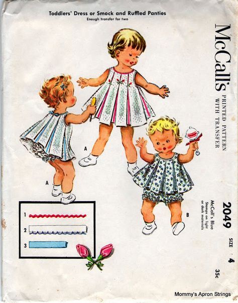 Vintage Pattern Love: McCall's Girl's Dresses Vintage Childrens Clothing, Children's Dresses, Childrens Sewing Patterns, Vintage Dress Patterns, Heirloom Sewing, Skirt Patterns Sewing, Mccalls Patterns, Sewing Pattern Sizes, Simplicity Patterns