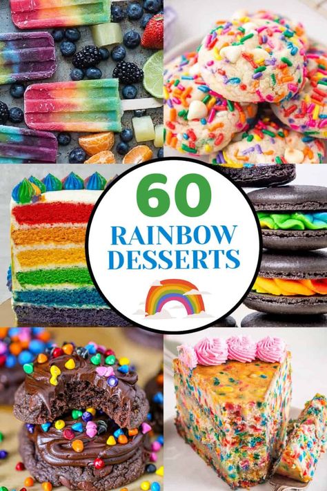 Create a feast for the eyes and the taste buds with these colorful dessert ideas. Quick and simple recipes that promise a delightful explosion of flavors. Dessert Ideas Quick, Pride Desserts, Rainbow Smash Cakes, Healthy Fruit Cake, Rainbow Pie, Pinwheel Cookies Recipe, Galaxy Desserts, Rainbow Foods, Birthday Cheesecake