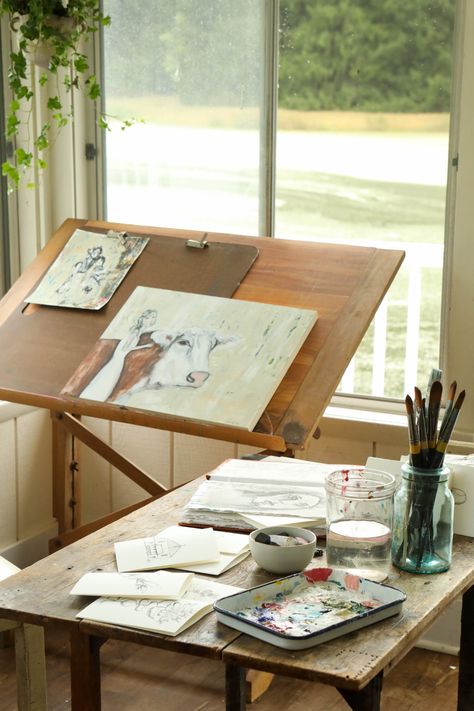 Artist Table Art Rooms, Creative Space Ideas, Art Studio Inspiration, Watercolor Studio, Home Art Studio, Doing Art, Art Studio Space, Art Studio Room, Art Studio Design