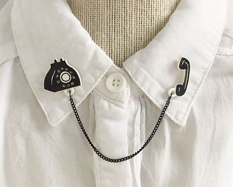 10+ Creative Collars That Will Make You Want To Button All The Way Up Rotary Telephone, Sweater Clips, Collar Clips, Creative Shirts, Sweater Clip, Diy Pins, Collar Pins, Gifts For Everyone, All The Way Up