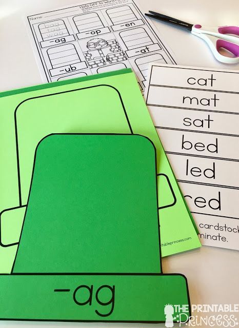 Word Family Hats Freebie. Perfect for Read Across America or St Patrick's Day. Just print, cut, and laminate. Recording sheet on the blog too! Cvc Craft, First Grade Freebies, Printable Princess, Kindergarten Freebies, Kindergarten Centers, Free Word, Word Family, Free Teacher, Reading Centers