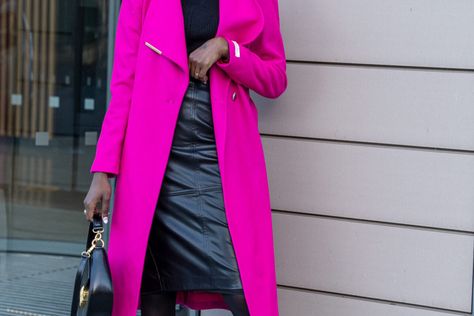 The Most Stylish coat – Ted Baker Coat Review Ted Baker Coat Outfit, Hot Pink Coat, Blue Coat Outfit, Ted Baker Coat, Blue Leather Skirt, Pink Wrap, Coat Outfit, Blue Coat, Stylish Coat