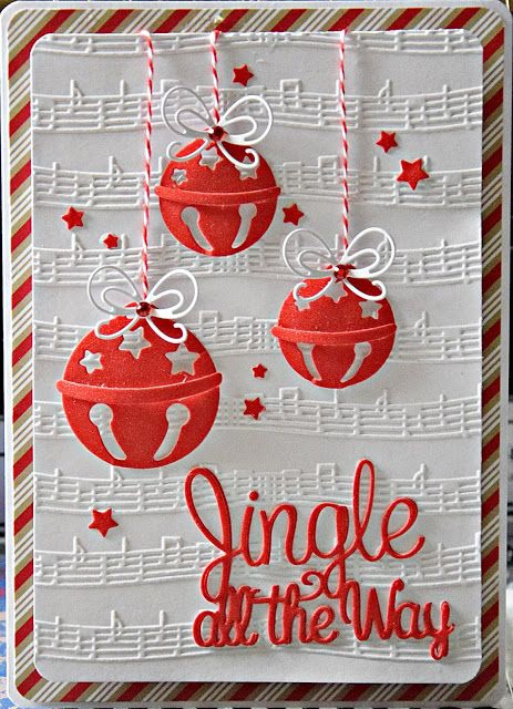 Jingle Bells Christmas Cards, Jingle Bell Cards, Christmas Cards With Bells, Christmas Bells Craft, Christmas History, Simple Christmas Cards, Craftwork Cards, Cricut Christmas, Homemade Christmas Cards