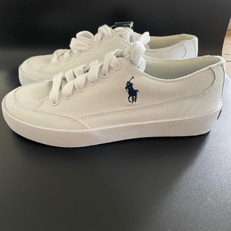 Polo Ralph Lauren women’s canvas lace up white shoes size 7 Old Money Tennis Shoes, Old Money White Sneakers, Classy Sneakers Women, Ralph Lauren 2023 Women, Ralph Lauren Sneakers Women, Old Money Sneakers Woman, Polo Shoes Women, Classy Tennis Shoes, Old Money Shoes Woman