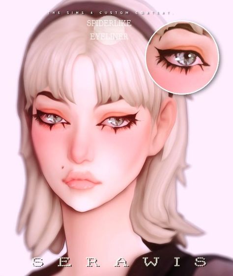 sims 4 eyeliner created by Serawis Sims 4 Mm Eyeliner, Sims 4 Teeth Gems, Sims 4 Cc Hair Hq, Sims 44 Cc Makeup, Emo Maxis Match Cc, Sims 4 Emo Makeup Cc, Ts4 Eyeliner Cc, Maxis Match Eyeliner, Free Sims 4 Cc Face