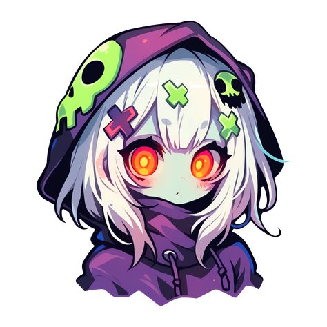 Cute Kawaii Halloween Purple Zombie Girl Sticker Ghost Type Pokemon Trainer, Zombie Cute, Anime Zombie, Zombie Drawings, Kawaii Monster, Arte Zombie, Flower Cartoon, Cute Zombie, Halloween Purple