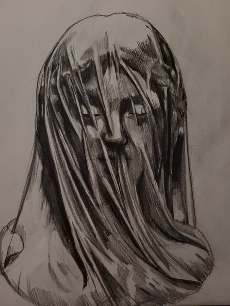 Veil Over Face Drawing Reference, Veil Art Reference, Veil Reference Drawing, Plastic Surgery Drawing, Female Rage Drawing, Hyper Realistic Drawings Black And White, Angelic Sketches, Scketch Draws Idea Aesthetic, Blank Stare Drawing