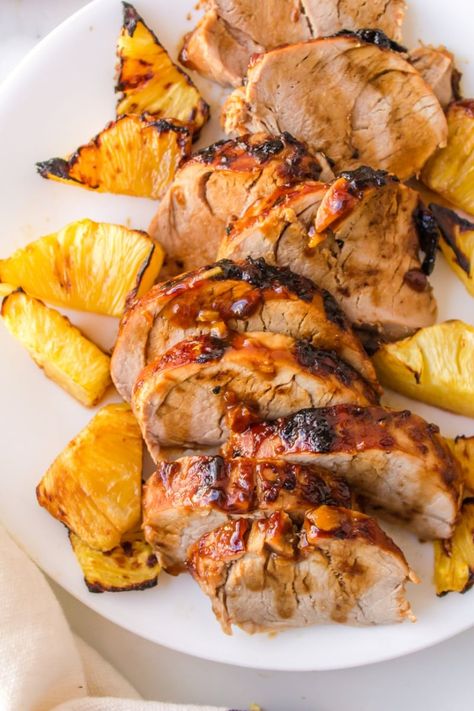 Pineapple Pork Tenderloin recipe from RecipeGirl.com #pineapple #pork #tenderloin #recipe #RecipeGirl Pineapple Pork Tenderloin, Pork Tenderloin With Pineapple, Sweet Ginger Sauce, Best Pork Tenderloin Recipe, Pork Marsala, Mustard Pork Tenderloin, Most Pinned Recipes, Viral Recipes, Pork Tenderloin Recipe