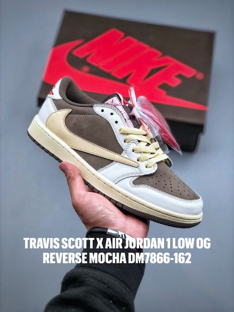 Travis Scott X Air Jordan 1 Low OG Reverse Mocha DM7866-162 Reverse Mocha Wallpaper, Air Jordan 1 Travis Scott, Air Dior, Travis Scott Low, Reverse Mocha, Jordan Shoes Retro, Sneaker Art, Retro 1, Air Jordan 1 Low