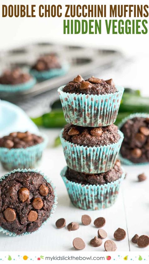 Double Chocolate Zucchini Muffins a hidden veggie recipe perfect for kids and picky eaters, these muffins are healthy snacks #hiddenvegetables #toddlers #pickyeaters #grainfree #glutenfreerecipe #glutenfreemuffin Double Chocolate Zucchini Muffins, Zucchini Muffins Healthy, Veggie Muffins, Chocolate Zucchini Muffins, Veggie Recipe, Hidden Vegetables, Picky Eaters Kids, Zucchini Muffins, Hidden Veggies