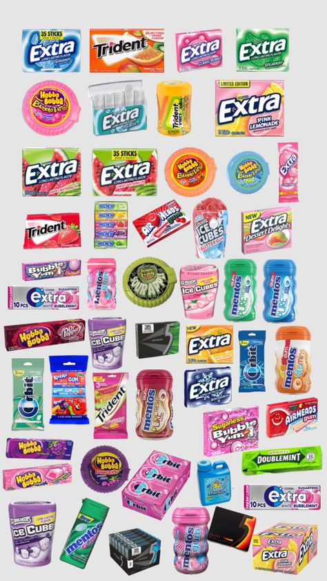 Snacks To Get At The Grocery Store, Extra Gum Flavors, Squishy Food, Sleepover Snacks, Extra Gum, Bubble Yum, Bubble Gum Flavor, Gum Flavors, Snack Organizer