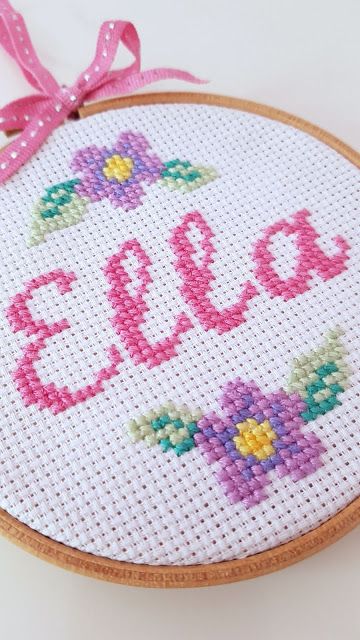 Cross Stitch Name Patterns, Cross Stitch Names, Name Cross Stitch, Cross Stitch Name, New Baby Cross Stitch, Baby Cross Stitch, Cross Stitch Hoop, Cross Stitch Beginner, Nursery Cross Stitch