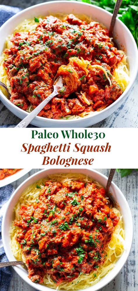 Spaghetti Squash Bolognese, Spaghetti Squash Recipes Chicken, Healthy Squash Recipes, Easy Spaghetti Squash, Spaghetti Squash Recipes Healthy, Spaghetti Squash Recipes Easy, Whole 30 Meal Plan, Easy Whole 30 Recipes, Easy Spaghetti