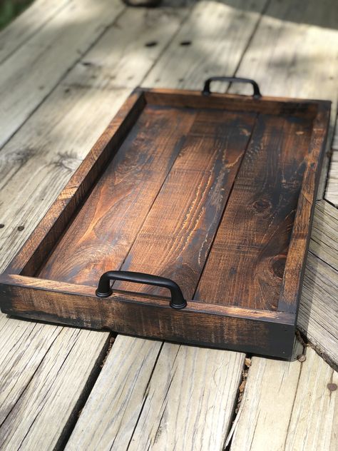 Narrow Farmhouse, Farmhouse Ottoman, Farmhouse Serving Trays, Tray Ottoman, Rustic Tray, Coffee Table Centerpieces, Wood Centerpieces, Lap Tray, Ottoman Tray