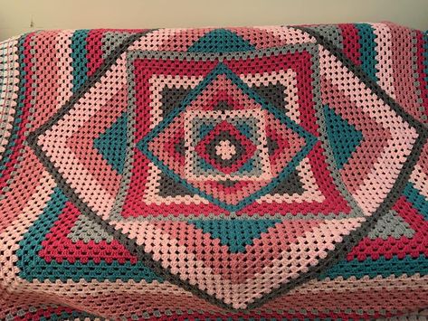 Fiber Spider | Kaleidoscope blanket made by following Fiber Spider's tutorial | Facebook Crochet Kaleidoscope Blanket, Fiber Spider Crochet Tutorials, Crochet Kaleidoscope, Spider Crochet, Crochet Tutorials, Caregiver, Crochet Tutorial, A Year, Crochet Patterns