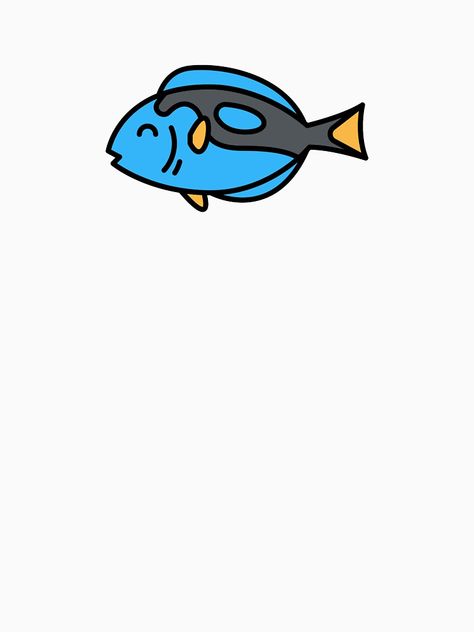 "Cute Happy Blue Tang Fish Cartoon Logo" T-shirt by passionemporium | Redbubble Blue Tang Tattoo, Blue Fish Drawing, Cartoon Goldfish Tattoo, Cute Fish Doodle, Blue Tang Fish Drawing, Diving Logo, Cute Cartoon Fish, Dory Fish, Cute Fish Stickers