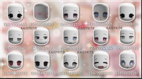 Cute Roblox Faces, Code Brookhaven, Eye Scar, Face Roblox, Chibi Eyes, Chibi Cat, Cute Mask, Mask Cute, Anime Head