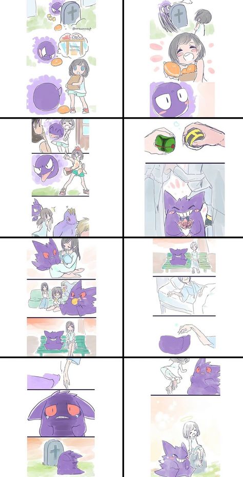 Pokemon As People, Ghastly Pokemon, Pokemon Stories, Ghost Pokemon, Pokemon Manga, Pokemon Eeveelutions, Cute Pokemon Pictures, Pokemon Comics, Pokemon Memes