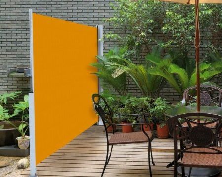 Retractable Privacy for Your Cafe Deck Wind Break Ideas, Patio Wind Break Ideas, Exterior Solar Shade, Apartment Deck, Patio Pictures, Small Pergola, Hang Curtains, Break Ideas, Backyard Shade