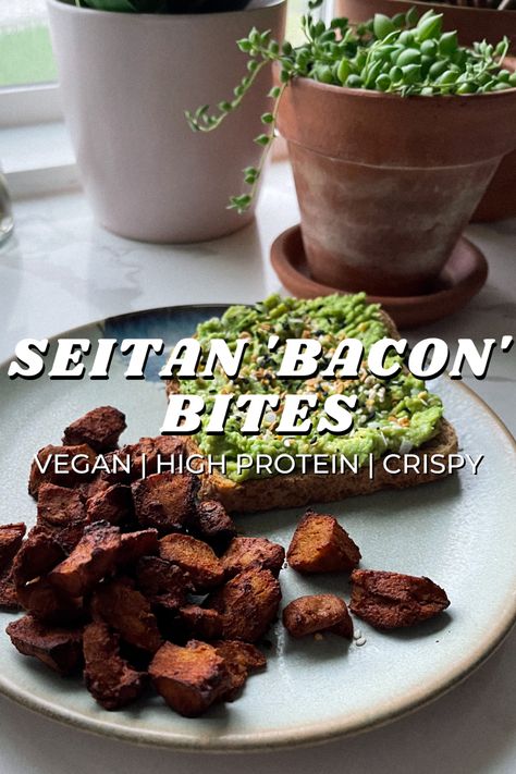 Seitan Bacon, Bacon Bites, Vegan Seitan, Vegan Meat Substitutes, Vegetarian Life, Bacon Recipe, Vegan Bacon, Vital Wheat Gluten, High Protein Vegan