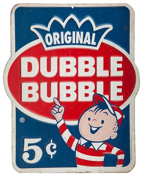 Dubble Bubble gum Double Bubble Gum, Dubble Bubble, Vintage Packaging, Retro Sign, Retro Advertising, Retro Ads, Vintage Tin Signs, Vintage Candy, Open Road