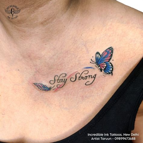 #staystrong #staystrongtattoo #staystrongtattoowithbutterfly contact us for Tattoos 09899473688 Tattoo Women Butterfly, Tattoo With Butterfly, Stay Strong Tattoo, Tattoo Borboleta, Tattoos 2023, Strong Tattoos, Strength Tattoo, Butterfly Tattoos, Tattoo Women