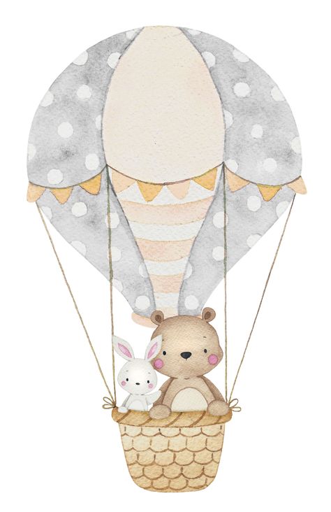 Birthday 1 Year, Hot Air Balloon Clipart, Bear Drawings, Child Bedroom, Baby Animal Drawings, Bedroom Decorations, Baby Illustration, Baby Posters, Baby Painting