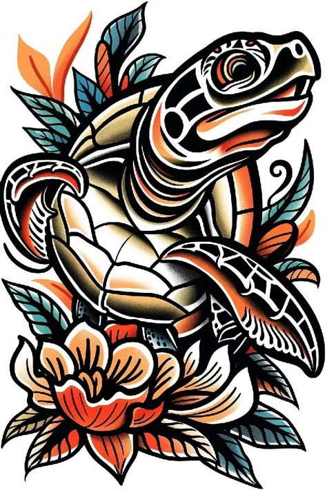 Tattoo idea: tattoo sketch Sea Turtle  black and wh Traditional Turtle Tattoo Design, Japanese Turtle Tattoo Design, Sea Turtle Flash Tattoo, Mexican Turtle Tattoo, Traditional Turtle Tattoo, Neo Traditional Sea Turtle Tattoo, Indigenous Turtle Tattoo, Symmetrical Tattoo, Tarot Card Tattoo