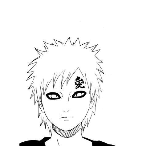 Gaara Lineart, Gaara Manga, Dibujo Simple, Naruto Manga, Easy Drawing, Portrait Painting, Easy Drawings, Naruto, Female Sketch