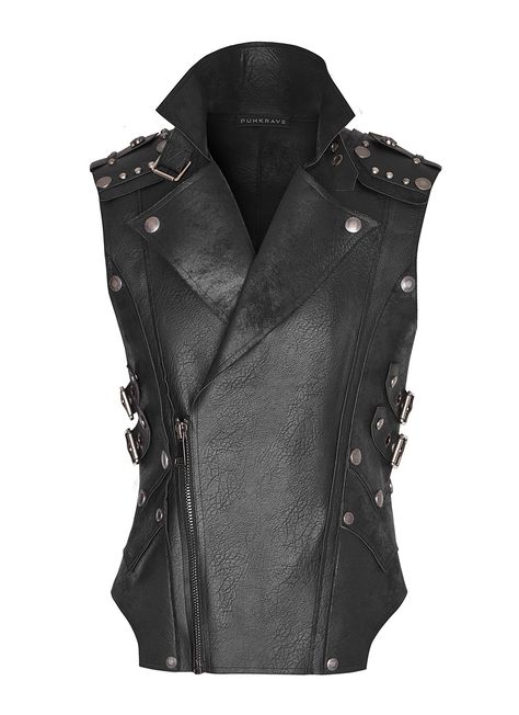 Nouveau produit : Black sleeveless faux leather jacket for men Rock badboy goth Punk Rave Y-812 Vous aimez ? / New product do you like ? Prix: 99.90 #new #nouveau #japanattitude #vestes #manteaux #gothique #gothic #punk #rock #coat #jacket #man #black #leather #imitation #synthetic #waistcoat #barman #retro #badboy #punkrave #top #y812 #rave #y-812 Leather Jacket Rock, Gothic Tank Tops, Crazy Party, Leather Biker Vest, Steampunk Leather, Celebrities Leather Jacket, Designer Leather Jackets, Collar Vest, Motorcycle Vest