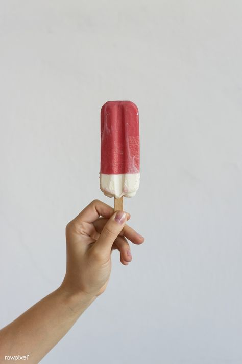 Hand holding a red and white popsicle | free image by rawpixel.com / Jakub Kapusnak Hand Held Food, Ice Cream Background, Web Design Resources, Minimal Photography, Hand Images, Icecream Bar, Ice Cream Flavors, Ice Creams, Hand Holding