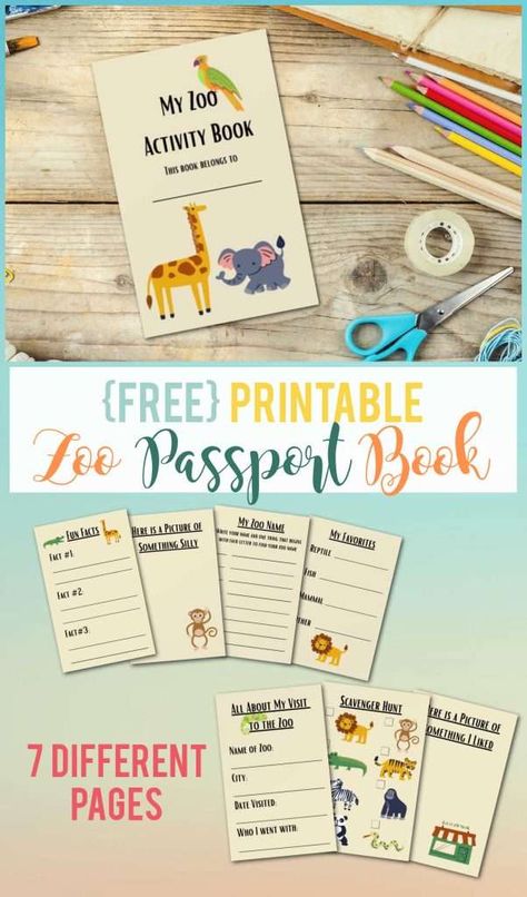 {FREE} Zoo Passport Printable Activity Book Homeschool Zoo Trip Free Printable, Zoo Field Trip Activities Free Printable, Zoo Printables Free, Zoo Field Trip Activities, Zoo Animals For Kids, Zoo Book, Zoo Trip, Zoo Activities, Potions Book