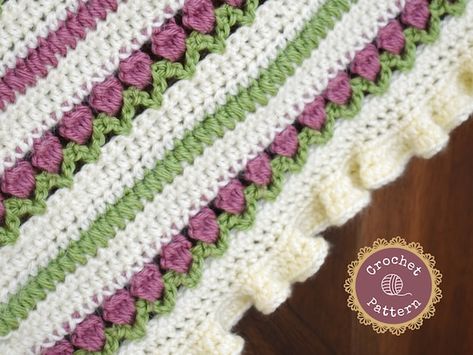 Tulip Stitch, Crochet Tulip, Heirloom Blanket, Crochet Blanket Pattern Easy, Easy Crochet Blanket, Caron Simply Soft, Baby Afghan Crochet, Crochet Baby Blankets, Blanket Crochet Pattern