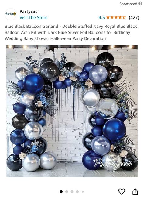 Blue And Black Wedding Theme, Black And Blue Wedding Theme, Blue And Silver Party, Blue And Black Wedding, Black Wedding Theme, Silver Theme, Blue Themed Wedding, Black Wedding, 30th Birthday