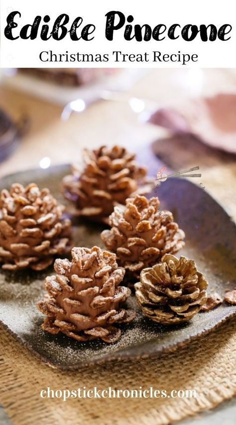 Christmas treats - Edible Pine Cones #Christmastreats #ediblepinecones #christmasdesserts #easychristmasdesserts #christmasdessertideas Japanese Christmas Cake, Edible Holiday Gifts, Sweet Potato Powder, Christmas Truffles, Japanese Christmas, Pinwheel Cookies, Matcha Cookies, Japanese Street Food, Christmas Treat