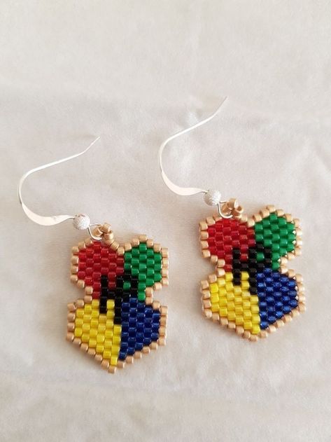 Harry Potter Pony Beads, Harry Potter Beaded Earrings, Harry Potter Brick Stitch, Harry Potter Bead Pattern, Beaded Harry Potter, Harry Potter Earrings, Miyuki Beads Pattern, Diy Seed Bead Earrings, Harry Potter Jewelry