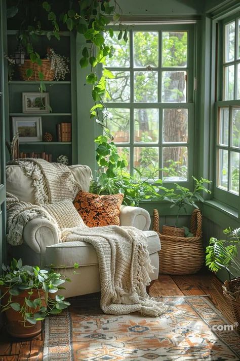 Small Sunroom Ideas, Small Sunroom, Sunroom Decorating, Casa Country, Casa Vintage, Room Deco, Hus Inspiration, Dream House Interior, Cozy Corner