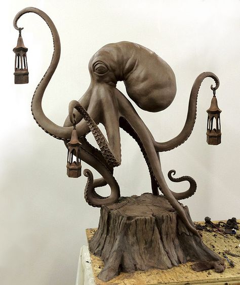 Full303-Walktopus - In Progress-Clay- 5 feet tall by Late Fauna, via Flickr Clay Wire Sculpture, Octopus Sculpture Clay, Octopus Clay Sculpture, Octopus Diy, Cool Sculptures, 3d Octopus, Octopus Sculpture, Figurative Kunst, Motif Art Deco