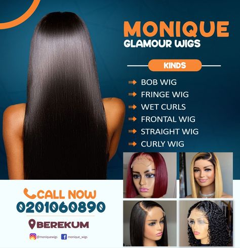 Flyer, wig, graphic design Hairdresser Flyer Design, Wig Flyer Design, Flayer Designs, Hair Poster Design, Beauty Salon Marketing, Business Hair, Hair Poster, Hair Salon Business, Promo Flyer